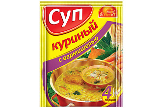 Суп быс/пр Куриный с вермишелью Русский аппетит, шоу-бокс 60 гр