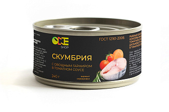 Скумбрия в т/с с овощным гарниром One Shop ключ 240 г.