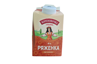 Ряженка м.д.ж.  4,0%, 450 г пэт Кореновочка