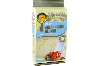 Сыр полутв. Альпийский Легкий 30%, 200г, флоупак, КМЗ 