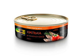 Килька каспийская неразд. обжар. в т/с One Shop ж/б ключ 240 г.