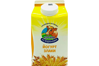 Йогурт с пищев, наполн. ЗЛАКИ м.д.ж. 2,1%, 450 г Коровка из Кореновки