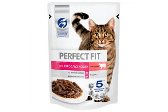 Корм влажный для кошек PERFECT FIT 75гр. д/взр кош говядина