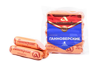 Сосиски Ганноверские кат. А ГОСТ вес АМК ВЕС